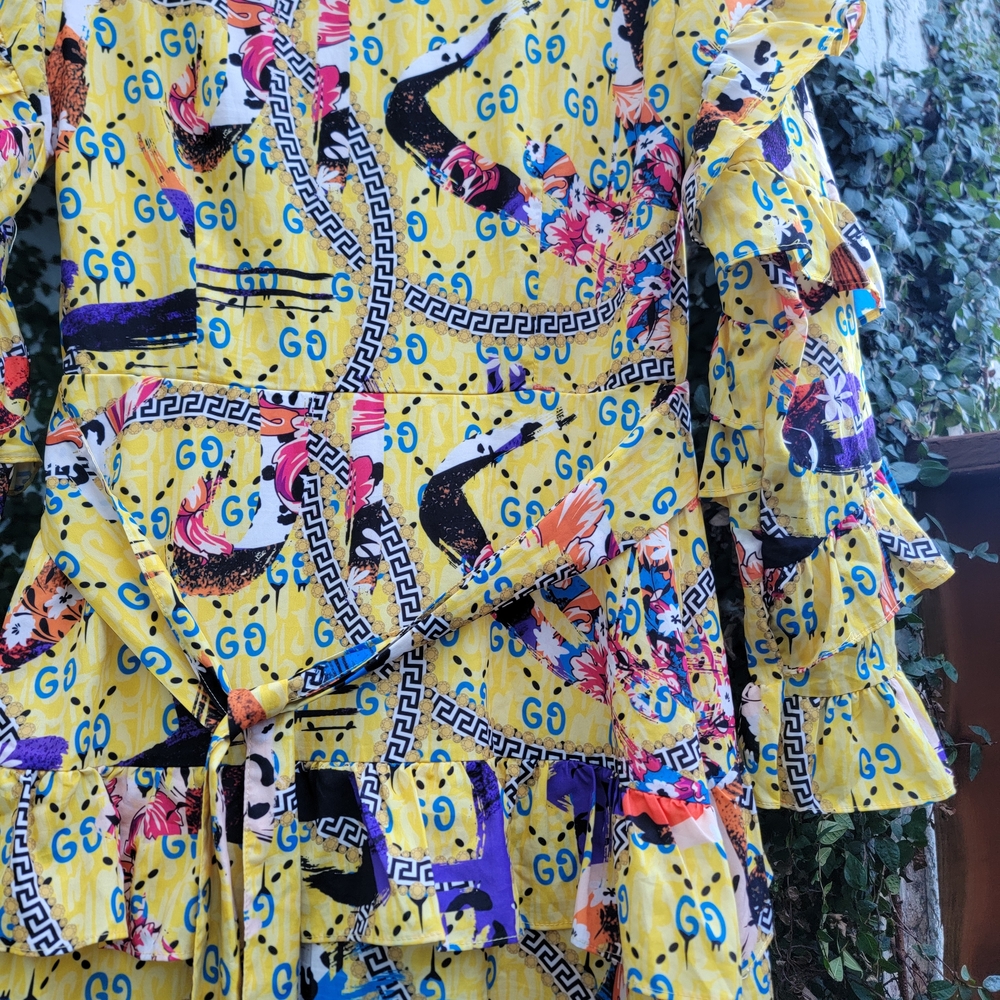 Vibrant Yellow Ruffled Dress - Picture 6 of 10